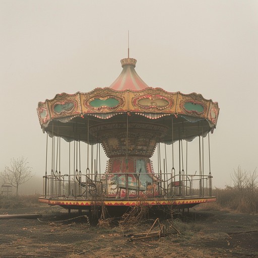 An eerie and wistful musicbox tune that evokes the feeling of an abandoned carnival ride slowly spinning in the moonlight. The once cheerful melody now sounds hollow and ghostly, as if echoing from a distant past. The musicbox plinks out a melancholic waltz with hints of minor key dissonance, creating an unsettling atmosphere of forgotten childhood dreams and lost innocence.