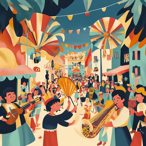 A festive art song inspired by a colorful summer carnival, featuring lively accordion melodies and rhythmic percussion. The music captures the joy and vibrancy of the celebration, making listeners feel as though they are part of the festive atmosphere.