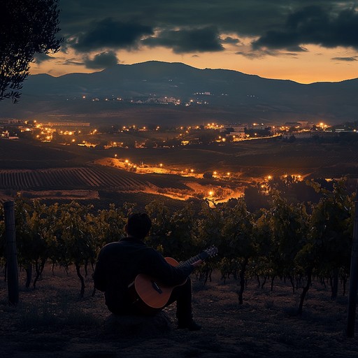 Immerse into the serene ambiance of twilight descending over the picturesque landscapes of southern spain, as the melody from a lone spanish guitar fills the air, resonating with the echoes of a rich cultural heritage and heartfelt emotions.