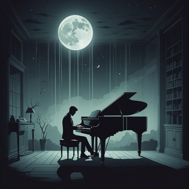 An instrumental expression of solitude and silent contemplations under a full moon, featuring subtle piano melodies that resonate like whispers from an old world cabaret, invoking feelings of nostalgia and eerie tranquility.