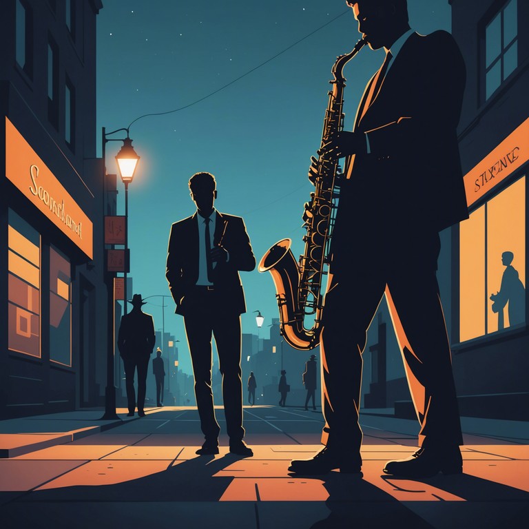 Imagine a musical journey through the heart of the city at night, where the reflective, melodious tones of a saxophone meet the energetic beats of classic funk, providing a soundtrack that's both contemplative and invigorating.