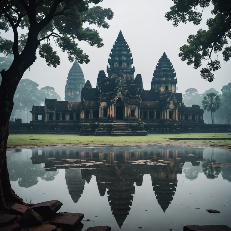 Embark on a sonic journey exploring the enigmatic shadows of cambodia's ancient temples with this suspenseful, ethnic instrumental track. The evocative sound of the khmer wooden xylophone, coupled with deep strings, carries you through dimly lit corridors echoing with mystery and history.