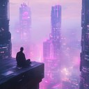 gentle electronic soundscapes portraying futuristic city at dusk