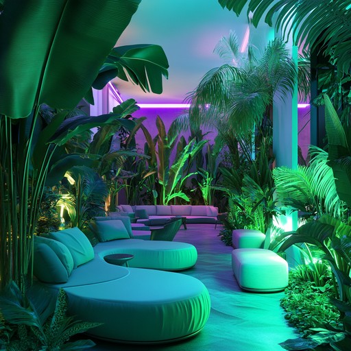 Immerse yourself in an exotic lounge experience with neon jungle night. This instrumental track combines lush tropical percussion, serene melodies, and ambient synths, creating an otherworldly atmosphere that feels both vibrant and tranquil. Ideal for late night relaxation or a sophisticated lounge setting.