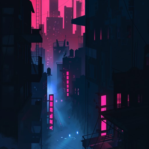 A composition blending the foreboding essence of shadows with the vibrant energy of neon lights, utilizing rich future bass sounds to create a thrilling soundscape of nighttime urban adventures. The track features a deep, modulating bassline and eerie synth patterns reflecting a dystopian city atmosphere.