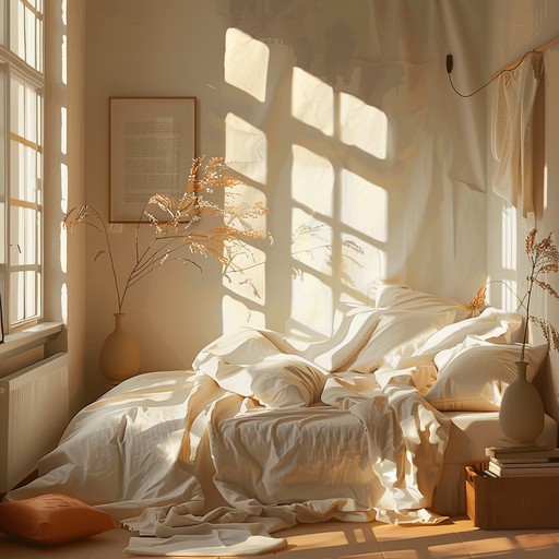 Explore a sunlit bedroom through warm, reflective melodies evoking introspection and calm. An ethereal track perfect for gentle, intimate moments.