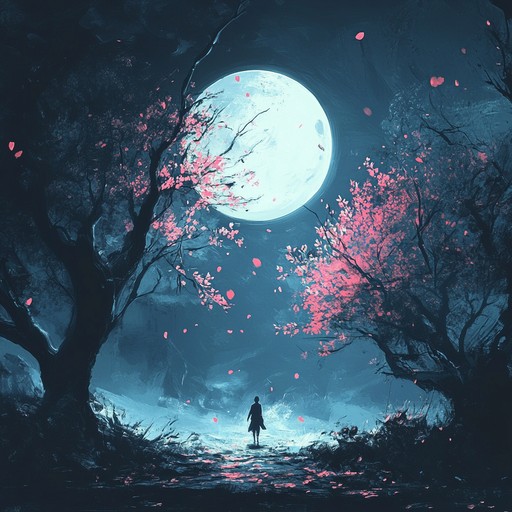 A sophisticated instrumental track merging classical japanese instruments with contemporary elements, painting a sonic picture of moonlit nights and lingering memories. The melodies flow elegantly, creating an atmosphere of reflection and peace.