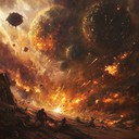 an epic orchestral piece depicting a cosmic battle