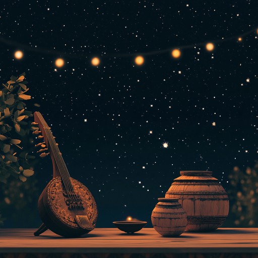 Discover the captivating fusion of ancient hindustani ragas and modern mysticism. The sitar and tabla weave together a spellbinding tapestry of sound, guiding listeners through a peaceful, starlit night. Let the celestial melodies calm your spirit and embrace the stillness of the night.