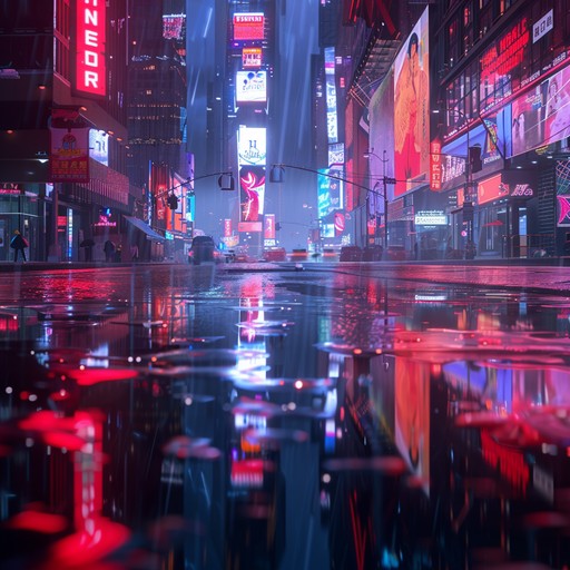 Immerse in a dystopian cityscape where raindrops tap against neon streets, creating a reflective yet desolate soundscape. The pulsating synths accompanied by gentle electronic beats conjure an atmosphere of loneliness and contemplation, portraying a future world where hope is a distant memory.