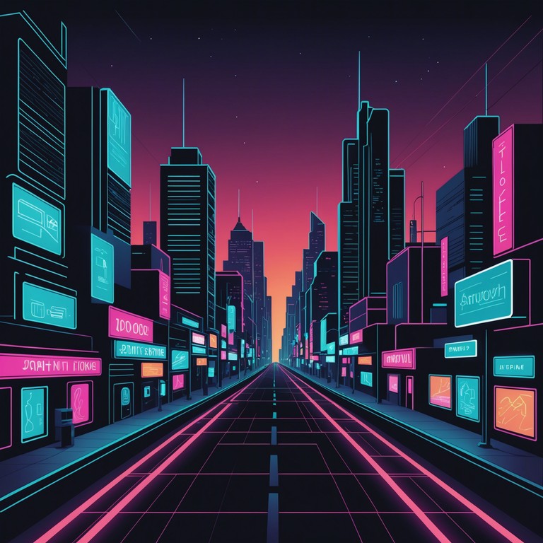 In a dystopian cyberpunk cityscape, synthetic rhythms blend with haunting melodies, capturing the essence of nightfall draped in ambiguous morals and artificial neon lights. An experience that taps into the existential depth of a world intertwined with advanced technology and human despair