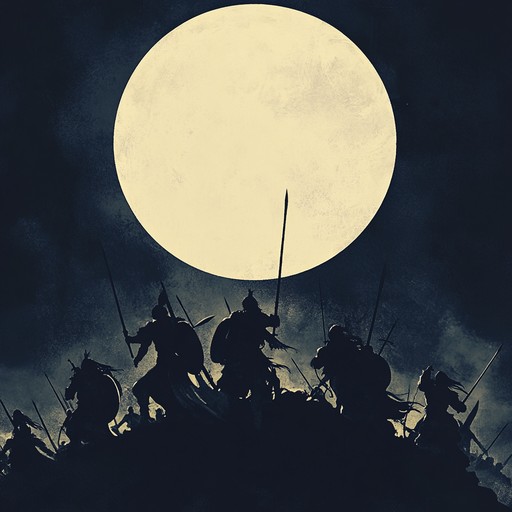 This composition captures the fervor and intensity of a dramatic night time battle. Powerful strings, bold brass, and intricate woodwinds come together to portray the clashing of swords, strategic maneuvers, and ultimate triumph. With dynamic crescendos and haunting melodies, it vividly tells the story of a fierce struggle under the moonlit sky.