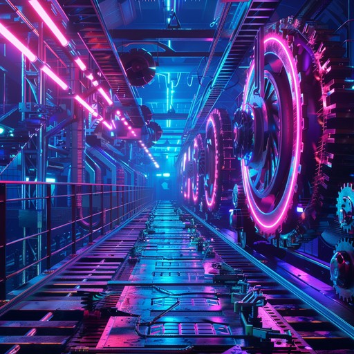 Experience the vibrant clash of joy and industrial might in this upbeat instrumental rock track. Blending powerful guitar riffs with mechanical percussion and synthesizer melodies, it invokes the feeling of a neon lit factory celebrating an overflow of energy and life.