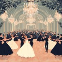 a lively, elegant polka echoing in a grand estate ballroom