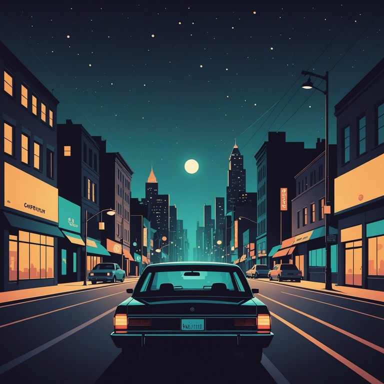 Imagine cruising down a serene cityscape at midnight, with neon lights reflecting softly against car windows. This smooth downtempo track features a mellow, echoing melody that evokes a sense of peaceful solitude amidst urban chaos.