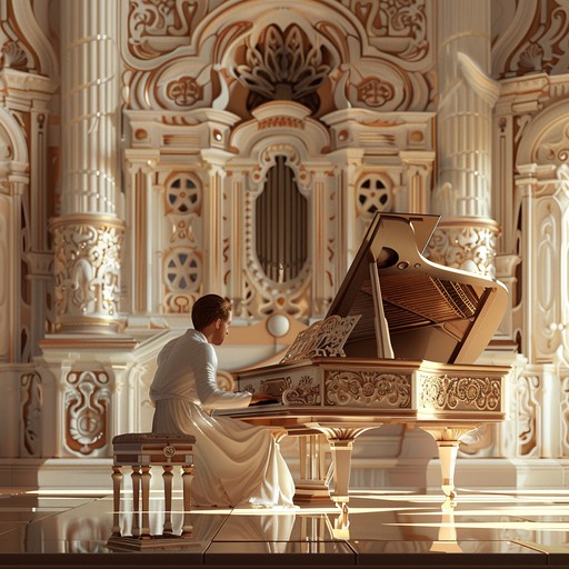 An intricate composition with rapid arpeggios and dynamic counterpoints, capturing the exuberant essence of the baroque period. Fast paced harpsichord flourishes coupled with violins, creating a vivid and exuberant soundscape. Perfect for revitalizing spirits and conveying an air of majestic excitement.