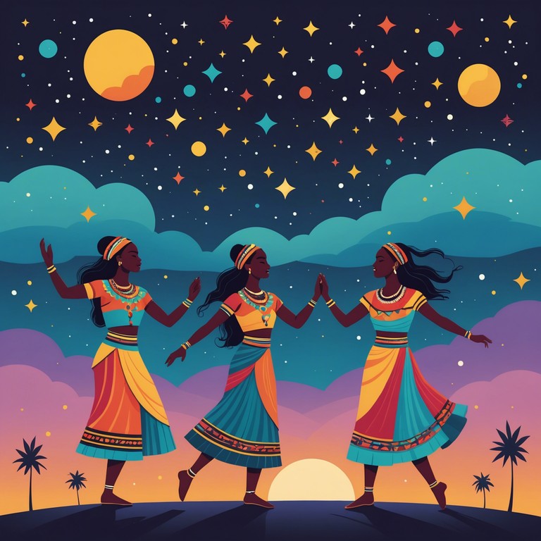 Vivid audio journey through a tribal celebration, focusing on the powerful sounds of djembe drums that crescendo as the community gathers in joyous victory.