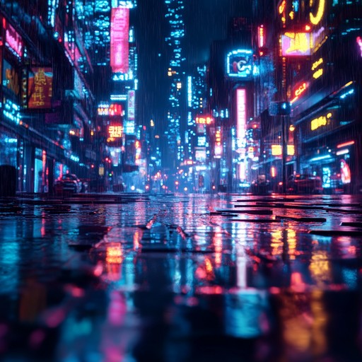 An electrifying escape amid neon lights and high tempo beats. The track features rapid synth sequences, relentless basslines, and driving percussions that emulate the thrill and rush of a cinematic chase through futuristic urban streets.