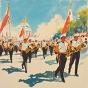 uplifting, vibrant military anthem with strong brass elements