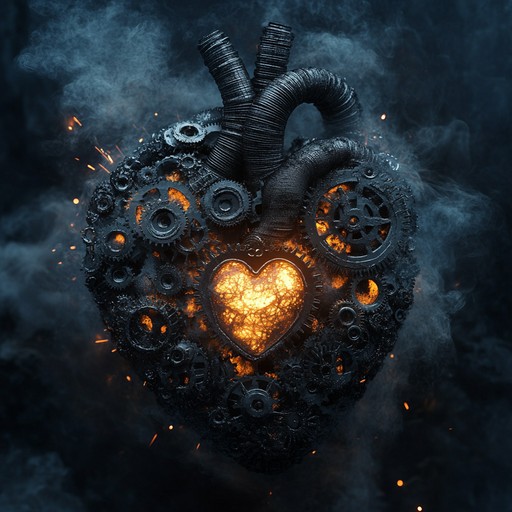 A powerful instrumental track combining heavy rock guitar riffs with industrial percussion and metallic sounds, creating an adrenaline fueled atmosphere reminiscent of machines in chaos