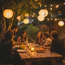 serene, warm celebration, light and joyful sounds
