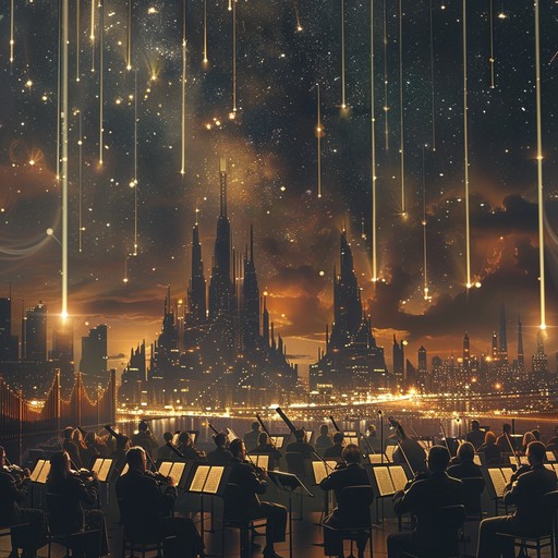 This track merges futuristic electronic elements with classical symphonic grandeur, creating an otherworldly experience that shifts through time. The harmonious infusion of synthetic sounds with traditional orchestral layers transports the listener to an alternate reality where the classical precision meets the boundless possibilities of the future.