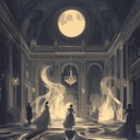 eerie tango with spectral shadows dancing eerily.