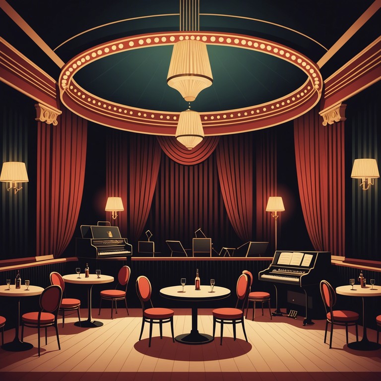 Imagine a modern reinterpretation of a classic vaudeville cabaret, bursting with playful energy and theatrical flair. The music is characterized by light and spry melodies that dance around the tonal landscape, capturing the essence of a whimsical night out. The accordion leads with expressive bursts, melding old world charm with contemporary zest.