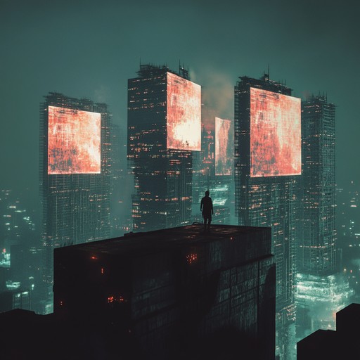 A high octane instrumental piece combining aggressive electronic beats with glitchy synths, portraying the unraveling of a cybernetic metropolis. The track weaves intense rhythms with distorted melodies, immersing the listener in a soundscape of technological chaos and dystopian atmosphere.