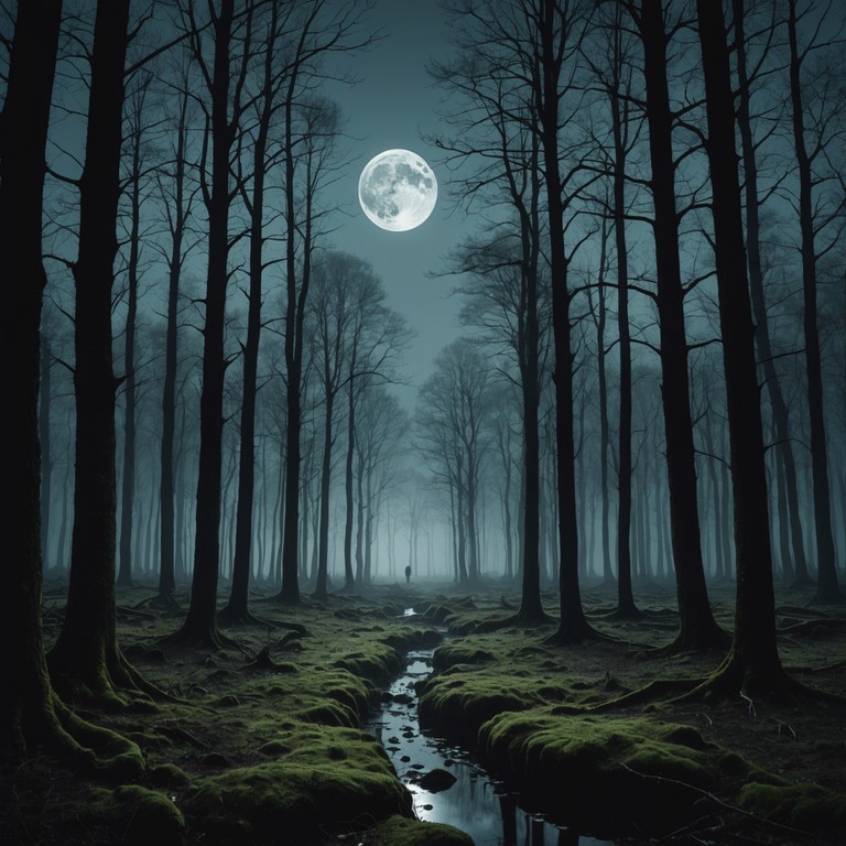 Imagine a surreal exploration into the depths of a shadow filled forest, where every rustle and echo builds the haunting atmosphere around the mystical sound of a hurdy gurdy, playing tunes as old as the moon. This alternate version delves deeper into the descriptive journey, highlighted by poetic imagery of nature’s untouched, moonlit beauty intertwined with haunting folk melodies.