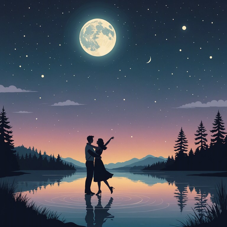 This composition captures the essence of a deeply intimate waltz, the kind that might accompany a silent, slow dance under a starry sky. Its core is defined by its gentle, sweeping rhythm, meant to evoke feelings of warmth and closeness. The melody, led by a resonant string instrument, dances delicately over a backdrop of hushed ambient sounds, creating an environment that is both comforting and slightly melancholic.