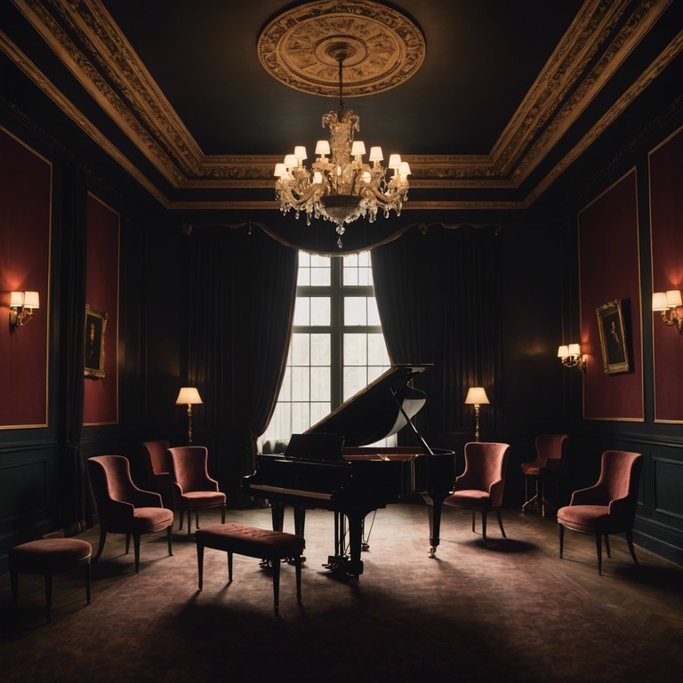 A solitary piano plays under a dim spotlight in a deserted cabaret, evoking a scene of introspective solitude and poignant reflection. The melody is slow and deliberate, each note resonating with the silent whispers of an empty room.