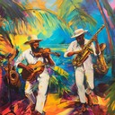 a lively instrumental marrying latin jazz with euphoric, vibrant melodies