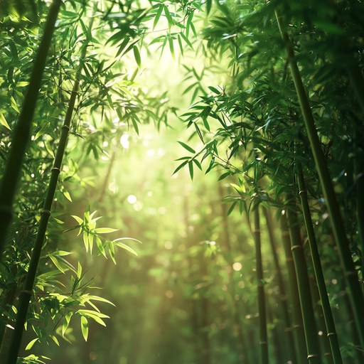 This instrumental piece combines the sounds of bamboo flutes and ambient nature noises to create an ethereal atmosphere. The melodies transport listeners to a serene bamboo grove, enveloped by gentle breezes and the distant sound of running water. Perfect for meditation or relaxation, it evokes the tranquility of far off natural paradises.