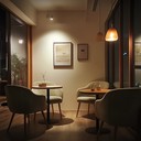 smooth piano tunes evoke a calm café atmosphere.