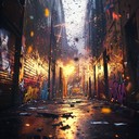 aggressive, raw, fast beats capturing chaotic urban scenes