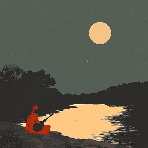 An introspective instrumental hindustani raga that captures profound solitude and melancholy, evoking images of a lone musician under the moonlit skies of india, where each note resonates with deep emotional expression.