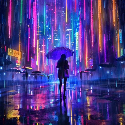 Imagine a bustling cyberpunk cityscape on a rainy night, where the rhythmic patter of rain mixes with the distant hum of neon signs and a pulsing electronic beat. This track captures the essence of a futuristic urban environment through an immersive soundscape evoking a sense of mystery and technological awe.