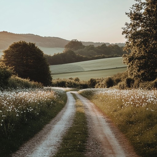 Envision a tranquil walk through the serene german countryside during a warm evening. The peaceful piano melodies encapsulate the gentle beauty of nature, creating a calming and reflective mood perfect for relaxation and introspection.