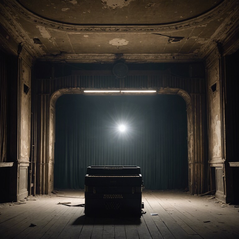 This alternative version follows a similar theme, set in an abandoned theatre, featuring more pronounced accordion leads that heighten the track's unsettling and spooky atmosphere.