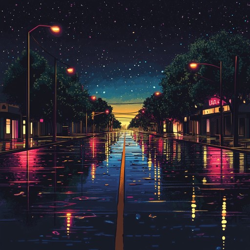 A soothing synthwave track with mellow melodies and atmospheric sounds that evoke the serene ambience of a city at night, blending nostalgic synth tones with gentle rhythms.