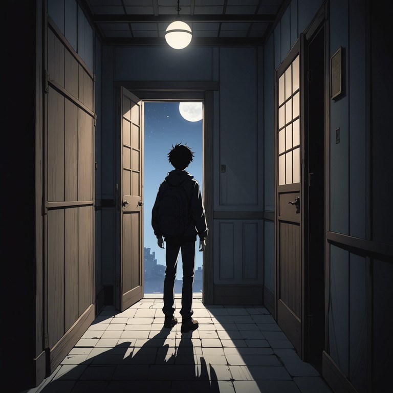 Set in a dimly lit, abandoned school hallway, this track encapsulates the tension and foreboding that builds as shadows begin to move. Whispery violin strokes underscore a sensation of being followed, escalating into sharp, suspenseful peaks to illustrate the sudden scares of a supernatural chase.