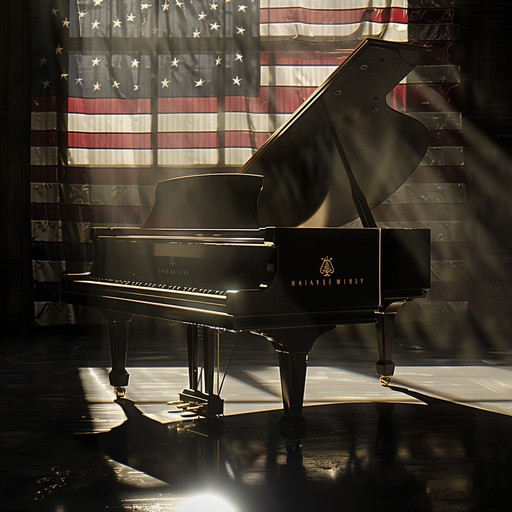 An emotionally charged piece that masterfully marries seductive piano tones with proud brass cadences, weaving through themes of love and patriotism in a musical salute to liberty. Subtle jazz influences provide a sophisticated backdrop to this tribute to freedom.