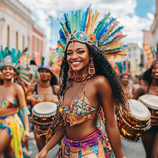 Immerse yourself in an exuberant fusion of afro cuban percussion and festive rhythms, featuring congas and melodies designed to uplift and inspire joyous dancing.