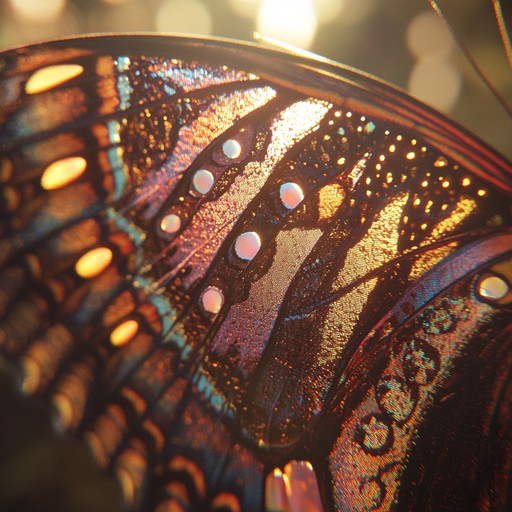 A deeper exploration into the harmonious elegance found within a butterfly's transformation, portrayed through a tapestry of harmonic subtleties and peaceful resonances that inspire tranquility.