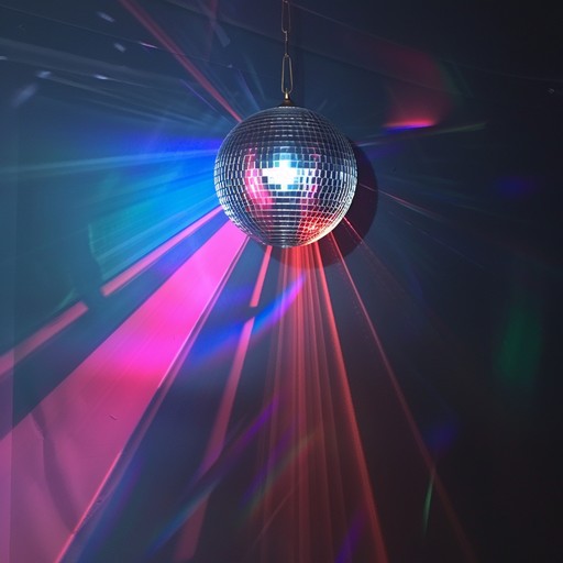 Capture the vibrant energy and atmosphere of a 70s discotheque with shimmering lights and danceable beats