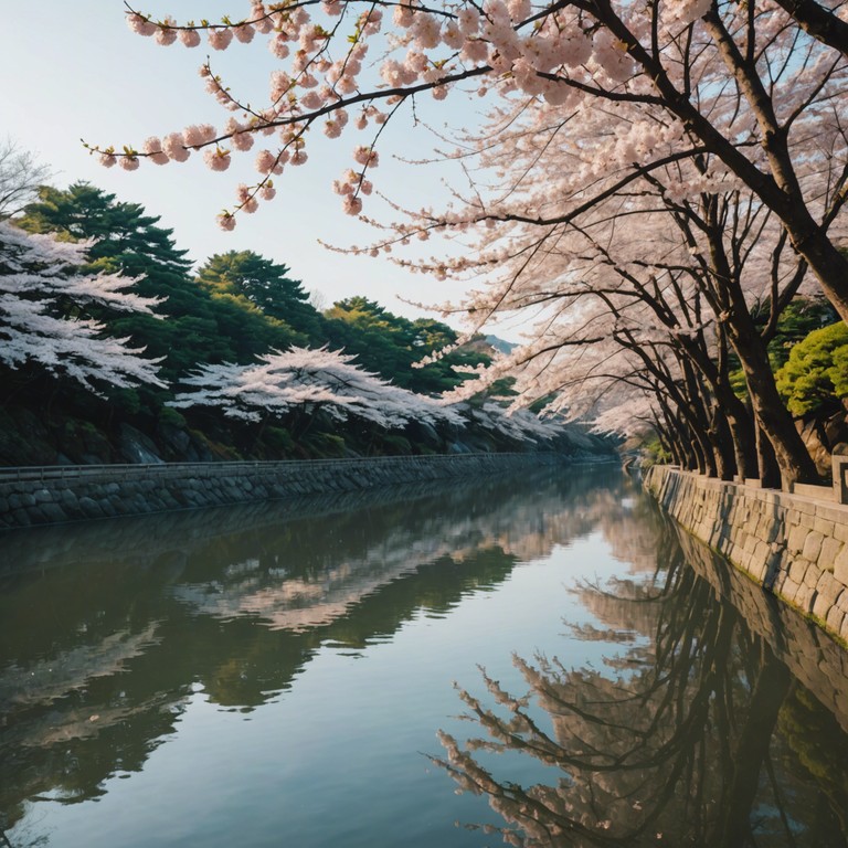 A piece that captures the essence of a serene spring morning in kyoto, featuring delicate melodies that evoke blooming cherry blossoms and a gentle breeze. Perfect for setting a cheerful, peaceful mood. The instrumentation is minimalistic, emphasizing clarity and softness to bring out a sense of tranquility.