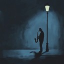 brooding jazz evokes solitude beneath moonlit city skies.