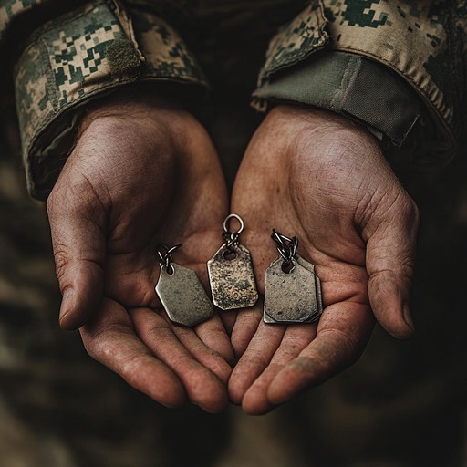 A stirring instrumental combining dignified brass and emotive strings to pay tribute to the courage and dedication of military personnel, inspiring feelings of pride and appreciation.