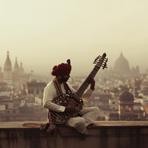 A composition that merges the classical indian sitar with a contemporary minimalist style, creating a sound that spans centuries and evokes deep emotional landscapes. The music aims to connect the listener to the deep roots of musical tradition while offering a new perspective on its possibilities.